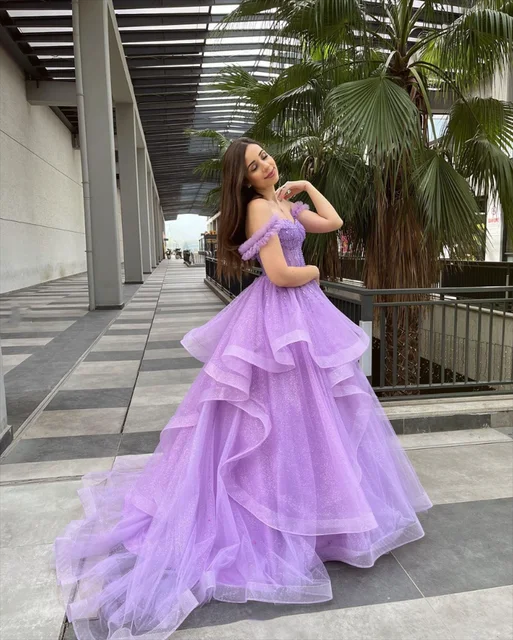 Purple Glitter Prom Dresses Luxury Bridal Wedding Dress Evening Dresses Special Occasion Party Dresses Vestidos De Noche