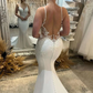 Sexy Backless Mermaid Wedding Dress V-neck Spaghetti Straps Sleeveless Appliques Boho Bridal Gown Beach Vestidos De Noiva