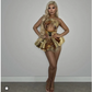 Gold Shinning Sequins Women Sexy 2 Pieces Bodycon Mini Dress Celebrate Birthday Party Performance Costume Stage Wear