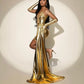 Golden Shinny Beading Short Prom Gowns With Gloves And Train Mermaid Birthday Dress 2024 Luxious vestidos de graduación