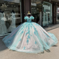 Baby Blue Pink Princess Quinceanera Dresses 2025 Off Shoulder Floral Applique Corset Lace-up vestidos de 15 años quinceañeras