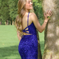 Purple Sequins vestido de formatura Hoco Homecoming Dress Short/Mini vestidos de graduación with Straps Sheath Green Blue V