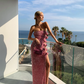 Pink Sequin Dresses Women Off Shoulder Party Evening Elegant Hollow Out Bow Knot Maxi Dress Ladies Dress