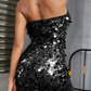 Sparkly Sequined Strapless Mini Cocktail Dresses Sleeveless Backless Bodycon Sexy Night Club Dress Simple Evening Gowns 2024