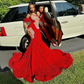 Stunning Sequined Prom Dresses long Appliques Tassels Sexy One Shoulder Mermaid Evening Gowns Red Wedding Reception Dress