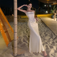 Summer Simple White Sexy Club Backless Sequins Slip Dresses Women Fashion High Waist Bodycon Sleeveless Evening Party Dress Robe