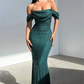 Sequins Off the Shoulder Cocktail Dresses Sparkly Pleated Boat Neck Mermaid Wedding Guest Dress Elegant Bodycon Evening Gowns