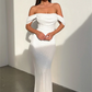 Sequins Off the Shoulder Cocktail Dresses Sparkly Pleated Boat Neck Mermaid Wedding Guest Dress Elegant Bodycon Evening Gowns