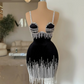 2024 Black Velvet Evening Dress Party Birthday Crystals Tassel Bride Robe Mini Sheath Bridal Dresses Vestidos De Novia