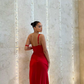 Elegant Bicolor Red & Hot Pink Prom Gown Ankle Length Women Clothing Straight Sleeveless Square Neck Evening Dresses