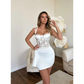 Sexy White Prom Dress Women Spaghetti Above Knee Appliques Illusion Short Mini Skirt Prom Gown Special Occasion Party Vestido