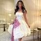 New Mid Evening Dresses Sleeveless Tea-Length Strapless Bow Women Formal Occasion Party Dress 2024