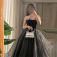 Black Evening Dresses Tulle Vintage Sequined Strapless Formal Occasion Dresses Abendkleider Dubai Vestidos De Noche