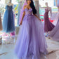 Light Purple A Line Prom Dresses Off The Shoulder Appliques Lace Flower Women Formal Evening Party Dress Birthday Gowns