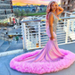 Exquisite Mermaid Bride Dresses Paillette Tulle Lace Draped Pleat Crystal Sleeveless Open Back Prom Dress Robe de soirée