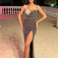 Shining Crystals Full Rhinestones Sexy Strapless Backless Long Birthday Dress For Women Celebrity Evening Prom Gown Vestidos