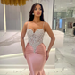 Elegant Pink Mermaid Prom Dresses Custom Made 2024 Beaded Spaghetti Strap Formal Occasion Dress vestidos de fiesta فساتين طويلة