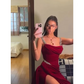 Long Evening Dresses Red Prom Dresses 2024 High Side Slit Sexy Formal Dresses Sleeveless Prom Cocktail Gown فساتين الحفلات