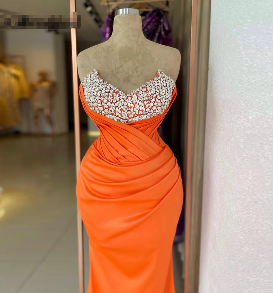 Bling Sweetheart Formal Occasion Dresses Crystals Pleat Saudi Arabia Vestidos De Fiesta Customised Plus Size