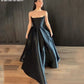 Elegant Strapless Evening Dress Sexy Satin Puffy A-line Prom Dress Sleeveless Party Dress