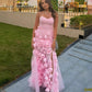 Pink Mermaid Evening Dresses Sweetheart Sleeveless 3D Flowers Special Occasion Gowns for Women Side Slit Party Prom Dress