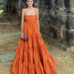 Fancy Long Evening Dresses A Line Strapless Satin Ruffle Wedding Party Gown Floor Length Prom Dress Night Formal Event