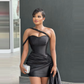 Elegant Black Short Prom Dresses Pearls Beaded Mini Length Stunning Satin Aso Ebi Evening Dressing Gowns Custom Made