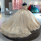 Glittering Quinceanera Dresses Vestidos De Años Ivory Champagne Lace Princess Dress Birthday Party Gowns Corset