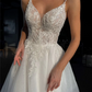 Sparkling Lace A Line Wedding Dress Spaghetti Strap Vestido de novia Appliques A-Line Bride Gown Glitte Tulle Bridal Dress