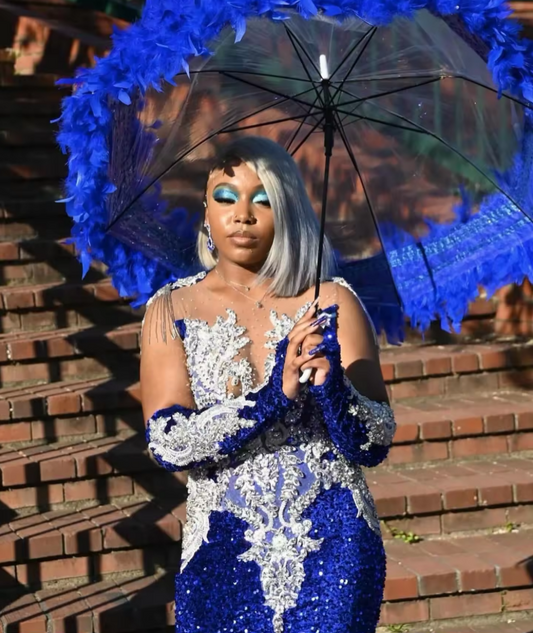 Customized Royal Blue Sequins Mermaid Prom Dress Long Sleeve For Black Girls Rhinestone Beaded Birthday Gala Gown