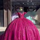 Off Shoulder Quinceanera Dress Luxury Lace Sequin Sweet 16 Ball Gown