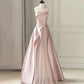 Pink Strapless Evening Dress Celebrity Banquet Party Dress Light Luxury Costume Engagement Dress Pink Patchwork Strapless Gown