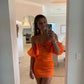 Cute Sheath Strapless Short Orange Homecoming Dresses