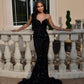 Simple Mermaid Black Sequin Prom Dresses 22th Birthday Outfit