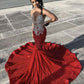 Sparkly Red Sequins Mermaid Prom Dress For Black Girls