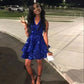 Royal Blue Sequins A Line Homecoming Dress Short Formal Dresses