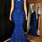 Sexy backless royal blue evening dresses, prom dresses