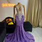 Mermaid icy sequin gown, lavender prom dress,women clothing,evening gown,party dress,African prom wedding dress,Reception dress