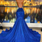 Glamorous Long Sleeveless Heter Backless Mermaid Prom Dress With Beading