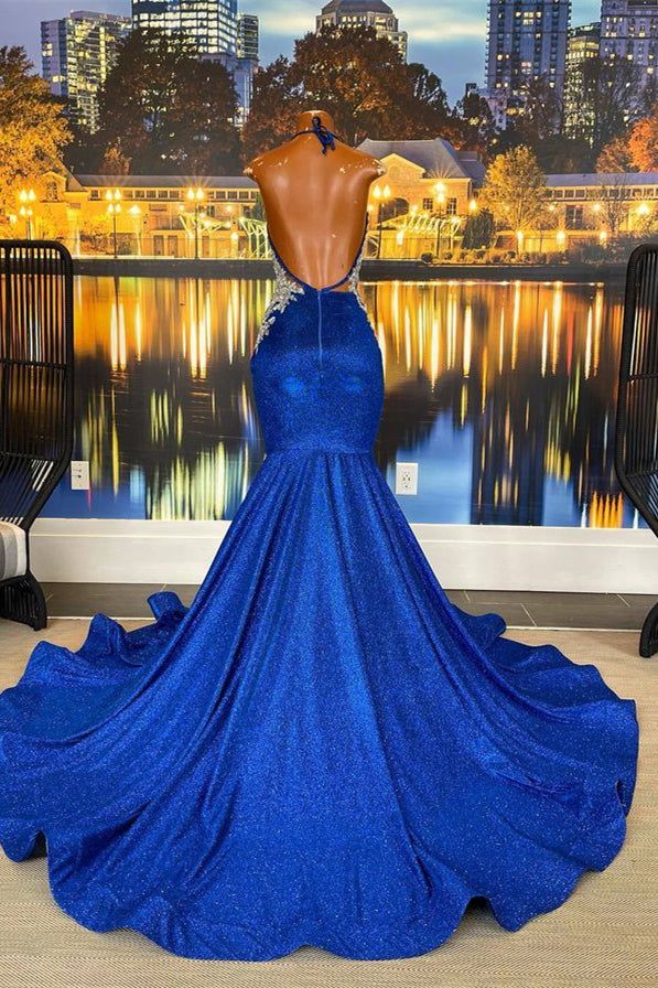 Glamorous Long Sleeveless Heter Backless Mermaid Prom Dress With Beading