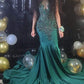 Saxy Long V-neck Sleeveless Mermaid Prom Dress With Beading