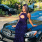 Sexy Mermaid Style Real Sample Cut Out Sparkly Purple Sequined Black Girls Elegant Long Prom Dresses Women