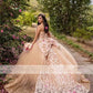 Princess Champagne Ball Gown Quinceanera Dresses Beaded Appliques Sweet 16 Dress With Bow vestidos de 15 anos