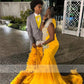 2023 Yellow Velvet Mermaid Prom Dresses With Sliver Tassels Beading Featherss For Special Occasions Party Gowns