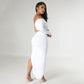 Clubwear One Shoulder Crop Top and Side Slit Ruched Long Skirt Elegant Festival Outfits for Women Maxi 2 Piece Dress Sets