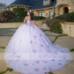 Lilac Princess Ball Gown Quinceanera Dresses 2023 Off Shoulder Butterfly Appliques Crystal Vestido De 15 Anos 16th Prom Evening