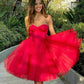 Charming Red Tulle Graduation Dresses Sweetheart Neck Zip Back Short Prom Party Gowns Girls Homecoming Maxi Vestidos De Cocktail