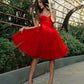 Charming Red Tulle Graduation Dresses Sweetheart Neck Zip Back Short Prom Party Gowns Girls Homecoming Maxi Vestidos De Cocktail