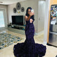 Sexy Mermaid Style Real Sample Cut Out Sparkly Purple Sequined Black Girls Elegant Long Prom Dresses Women