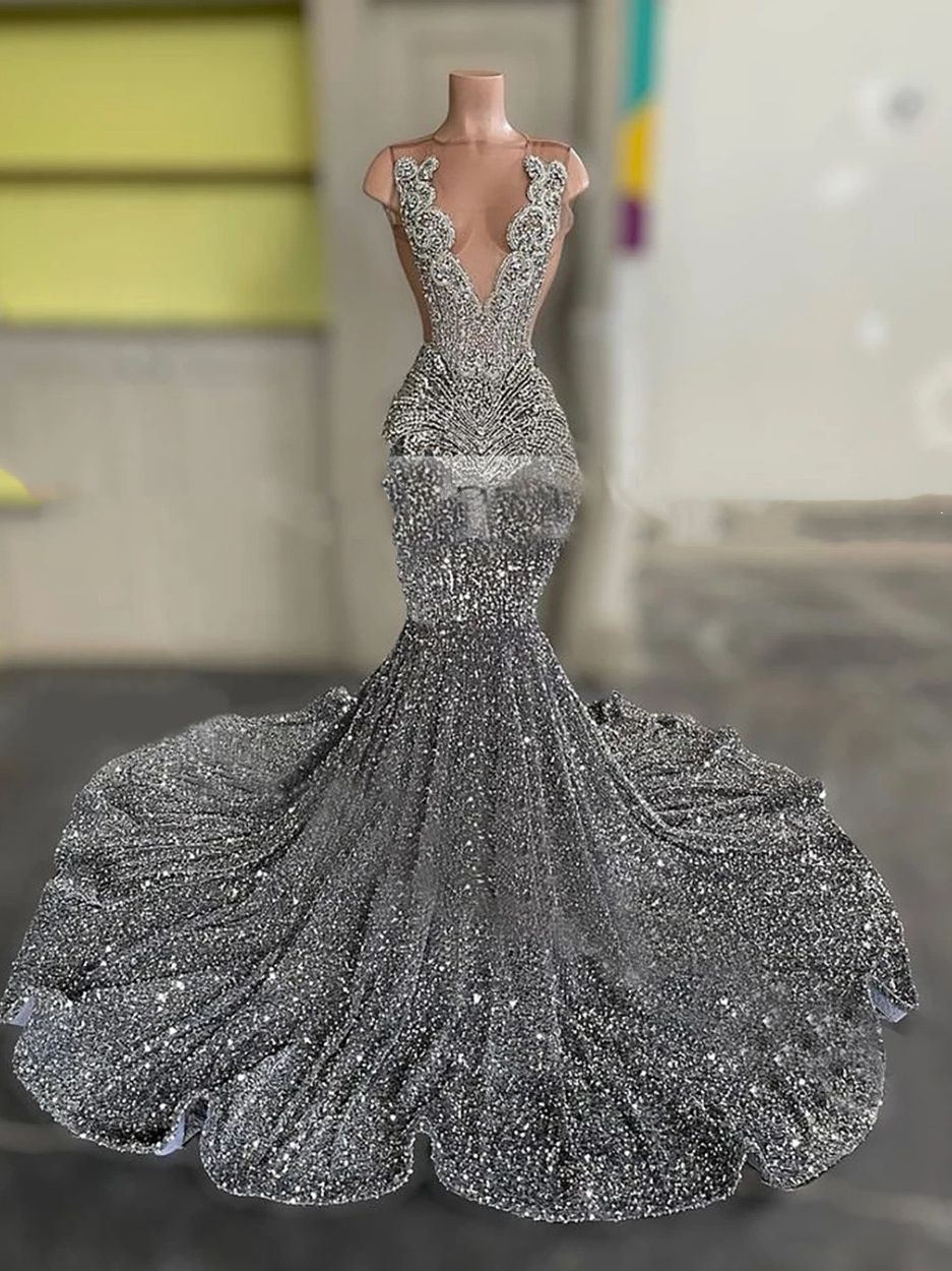 Gray Mermaid Prom Dresses